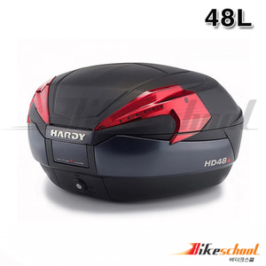 [C8019] 오토바이 탑박스 탑케이스 리어백 가방 헬멧수납 공구통 JIC HD48L(원터치)다크그레이-레드그릴[KOREA]국산