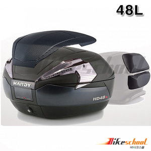 [C8023] 오토바이 탑박스 탑케이스 리어백 가방 헬멧수납 공구통 JIC HD48L/카본커버/등받이 다크스레이-클리어그릴[KOREA]국산